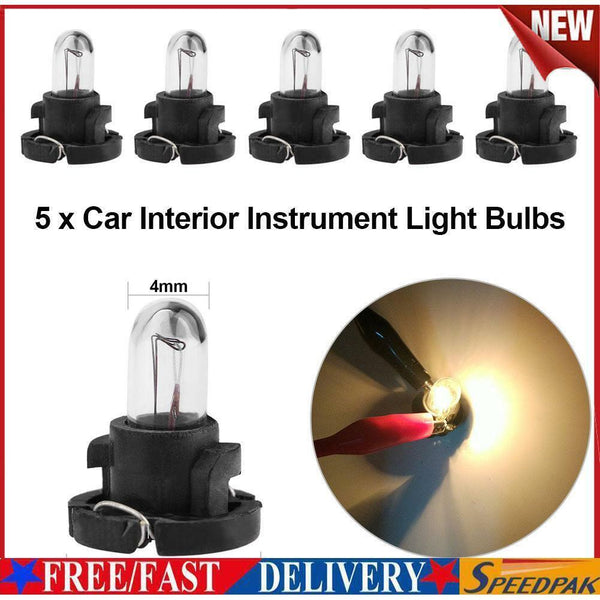 5PCS T4 12V Car Auto Interior Instrument Light Bulbs Dashboard Lamp Warm Light