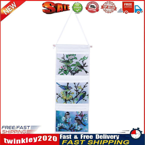 Wall Hanging Storage Bag DIY Bird Diamond Painting Home Organizer (AA1021) Newly