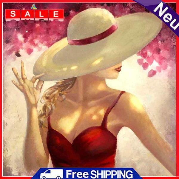 5D DIY Full Round Diamond Painting Modern Girl Mosaic Picture Kit Wall Art Craft