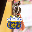 Cross Stitch Key Chain Fortune Cat Embroidery Bead Bag Pendant Handwork (B)