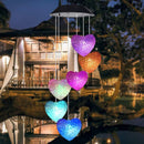6LED Colorful Love Heart Wind Chime Lamp Solar Powered Garden Hanging Lamp Newly