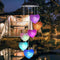6LED Colorful Love Heart Wind Chime Lamp Solar Powered Garden Hanging Lamp Newly
