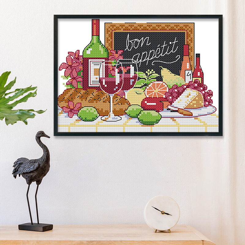 Cross Stitch Printed Embroidery DIY Needlework 14CT Stamped (J457 Wine)