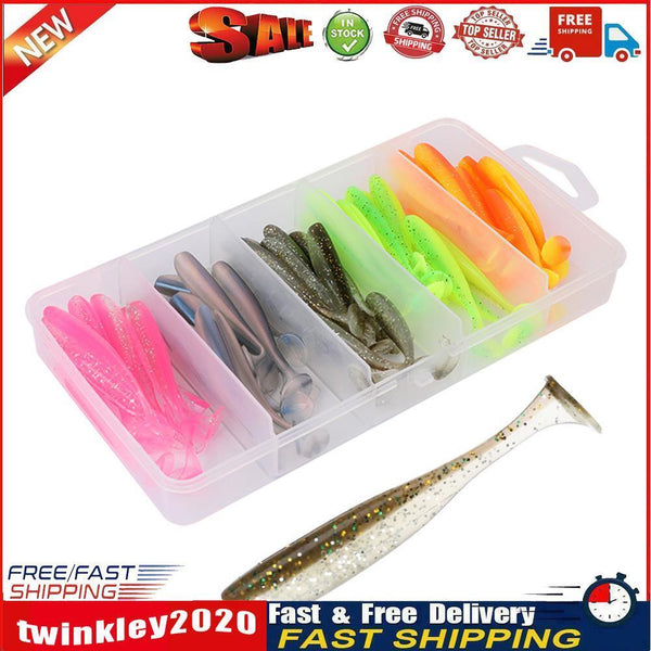 50pcs T Tail Soft Lures Artificial Fishing Bait for Freshwater (6cm 1.5g) Newly