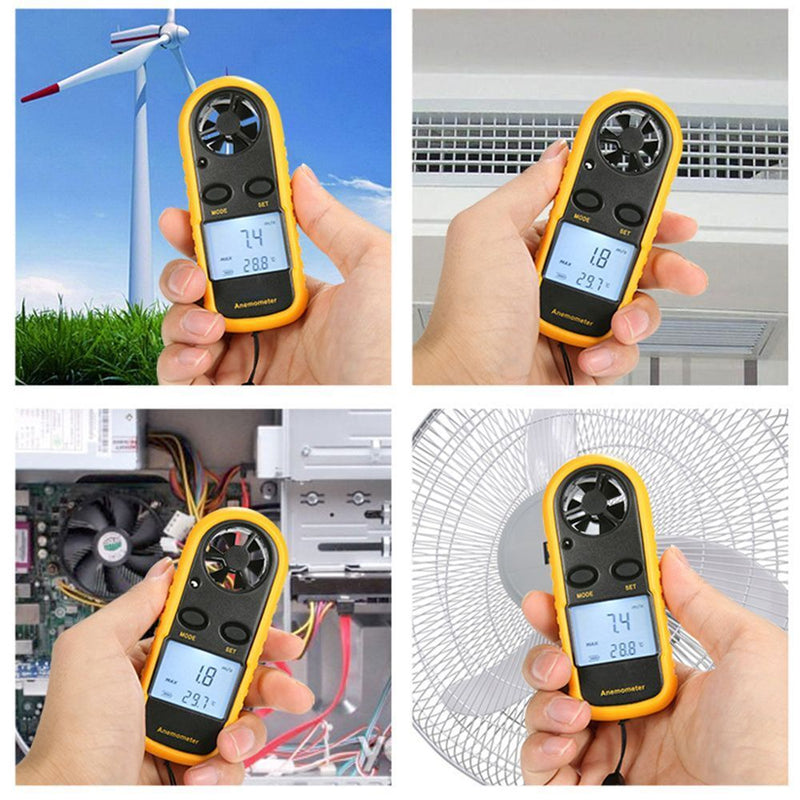 Wind Chill Handheld Digital Anemometer Temperature Tester Wind Speed Meter