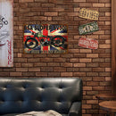 Retro Motorcycle Iron Painting Square Metal Sign Plaque Wall Posters Decor