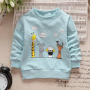 Boys Baby Cute O-Neck Sweatshirt Cute Animal Warm Casual Tops (Blue 18-24M)