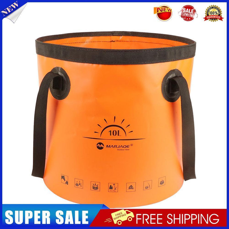 10L Folding Bucket Outdoor Camping Fishing Car Washer Carrier Bags (Orange)