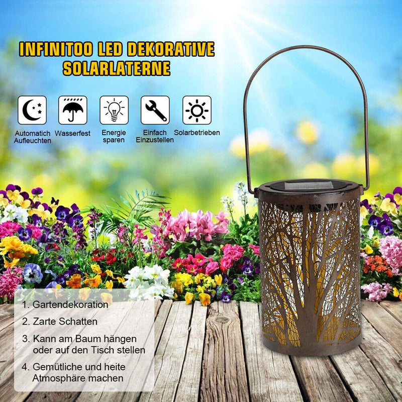 Hollow Maple Leaf Solar LED Lantern Light Path Lawn Patio Hanging Decor Lamp