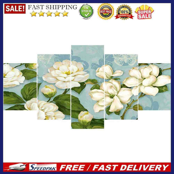 5pcs 5D DIY Full Drill Diamond Painting Lotus Cross Stitch Kits Home Wall Dec