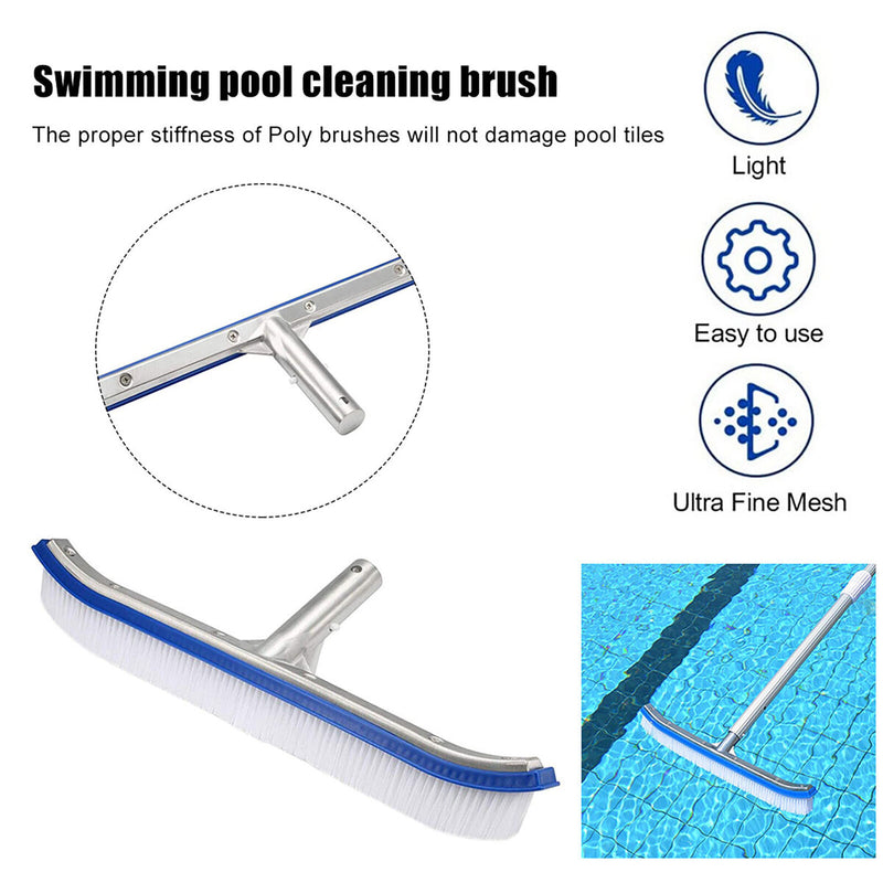 18 inch Swimming Pool Brush, Aluminum Handle and Nylon Bristles, Profession