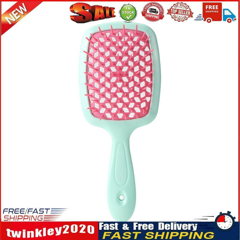 Wide Teeth Air Cushion Comb Scalp Massage Salon Hair Brush (Green pink) Newly