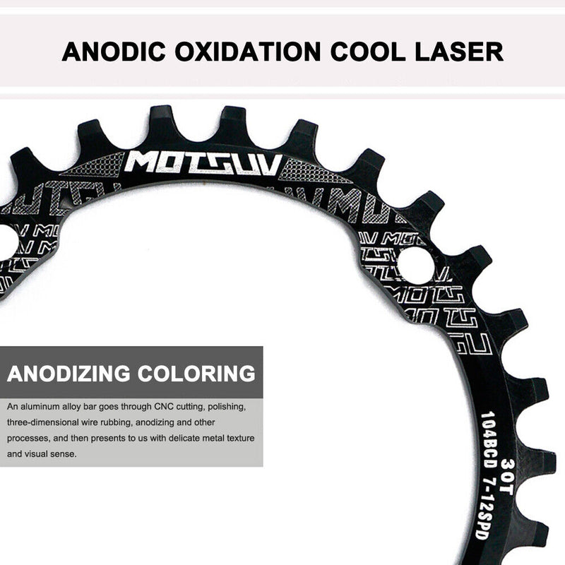 MOTSUV 104BCD Bicycle Chainring 30T MTB Bike Chain Wheel Crank Part (Black)