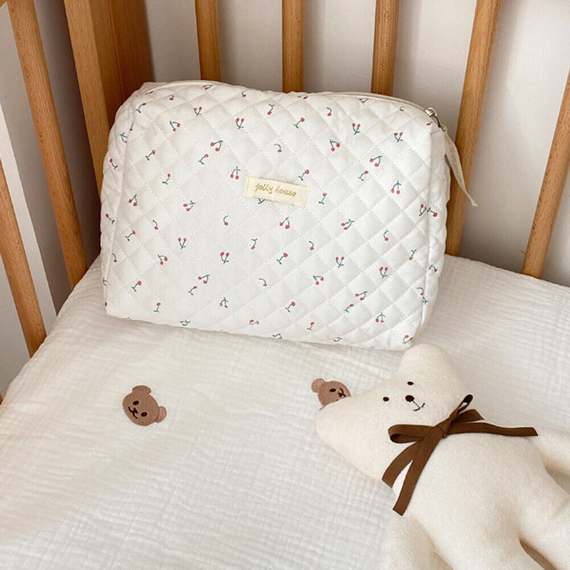 Women Cosmetic Bag Portable Make Up Pouch Floral Print Large Capacity for T