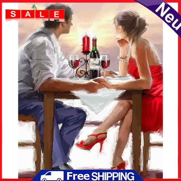 Oil Paint by Numbers Dating Lovers Canvas Artwork Living Room Picture Decoration