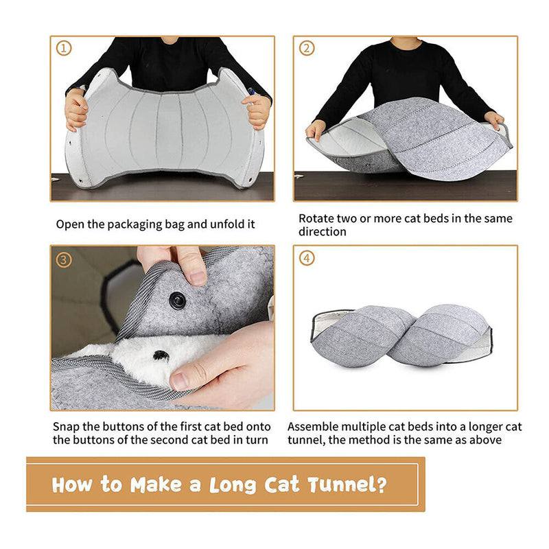 Foldable Cat Litter Box Breathable Kitten Pet Kennel Tunnel House (White) Newly