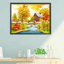 11CT Cotton Thread Landscape Autumn Stamped Embroidery Canvas Set Embroidery DIY