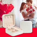 Portable Earrings Rings Storage Box PU Leather Jewelry Display Case (White)
