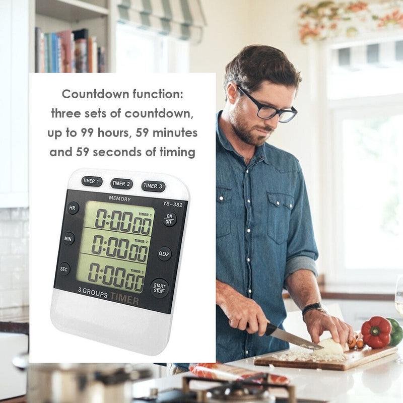 Square 3-way Kitchen Timer Countdown Cooking Alarm Temporizador Home Supply