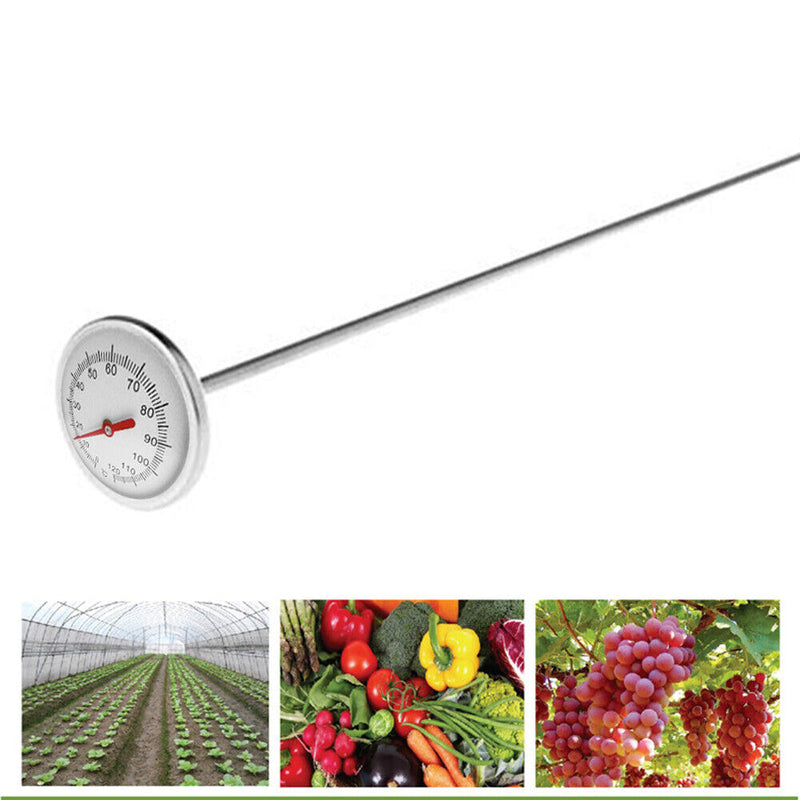 Garden Compost Temperature Monitor Probe Stainless Steel Soil Thermometer Newly
