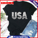 Independence Day Print USA Letter Tea T-Shirt (Black XL)