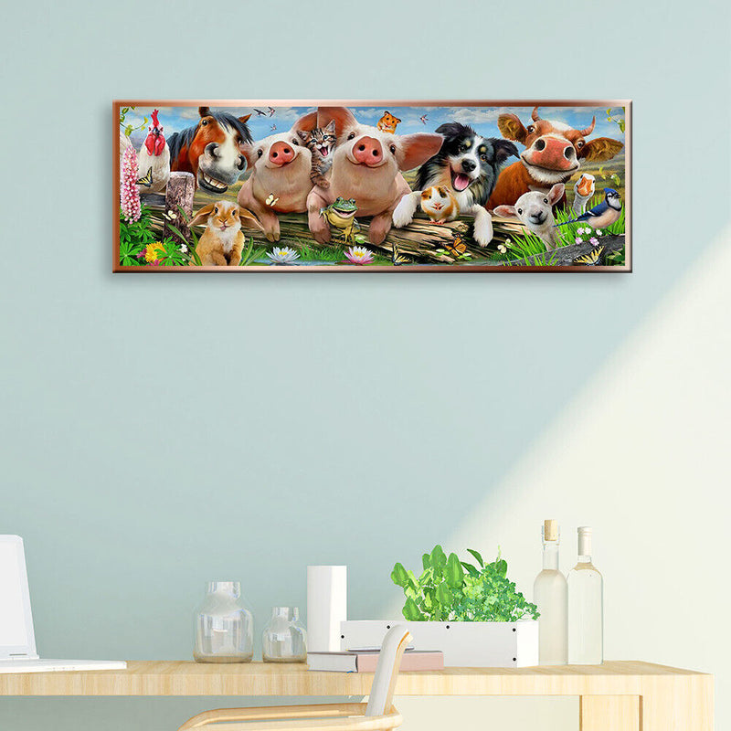 DIY Full Round Drill Rhinestone Diamond Painting Animal Family Handwork Home Art