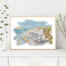 14CT Partial Cross Stitch Quiet Beach Counted DIY Handmade Cotton Embroidery Kit