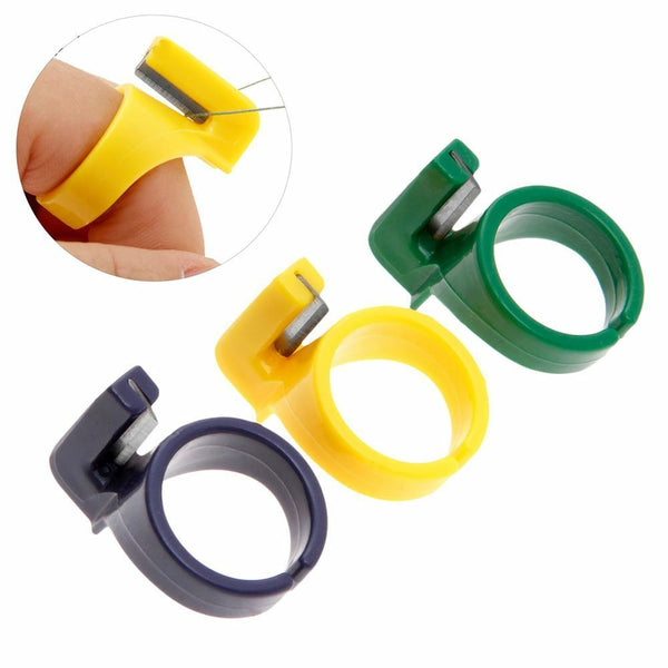 DIY  Needle Accessory Plastic Thimble Sewing Ring Thread Cutter Finger Blade