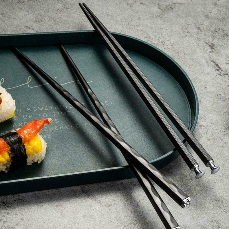 5 Pairs Alloy Steel Chopsticks Chinese Metal Sticks Chopstick Circular E1Y7