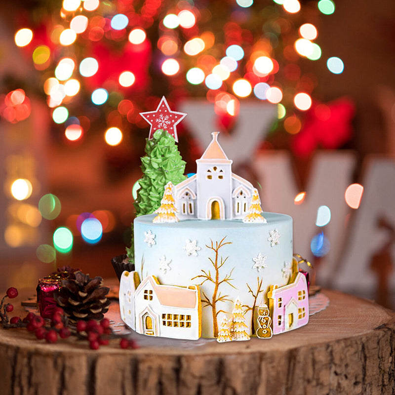 Diy Cake Fondant Mold Cupcake Decor Silicone Soap Mold Christmas Tree Castl