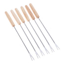 6 Stück Edelstahl BBQ Spieße Bratstangen Nadel Eiche Gabeln Lagerfeuer