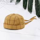 Plaid Docker Pumpkin Cap Women Men Beanie Skullcap Brimless Hat (Yellow)