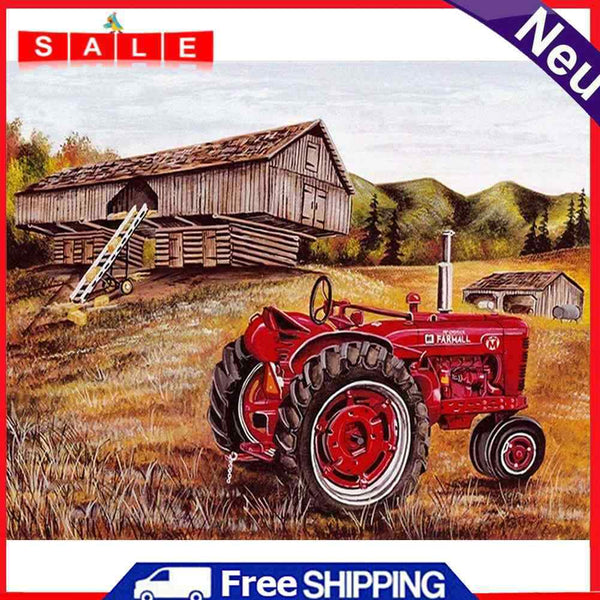 Oil Paint By Numbers Farm Car Frameless Picture Craft Kit for Home Living Room