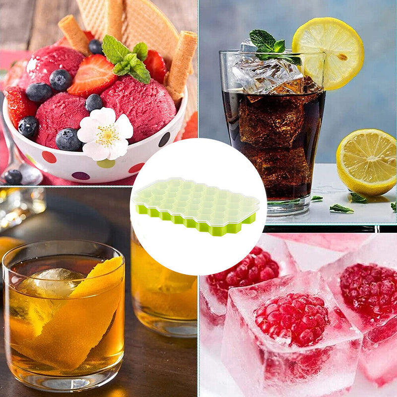 #A 37 Cavity Ice Cube Making Mold Reusable Silicone Ice Ball Fruit Tray for Summ