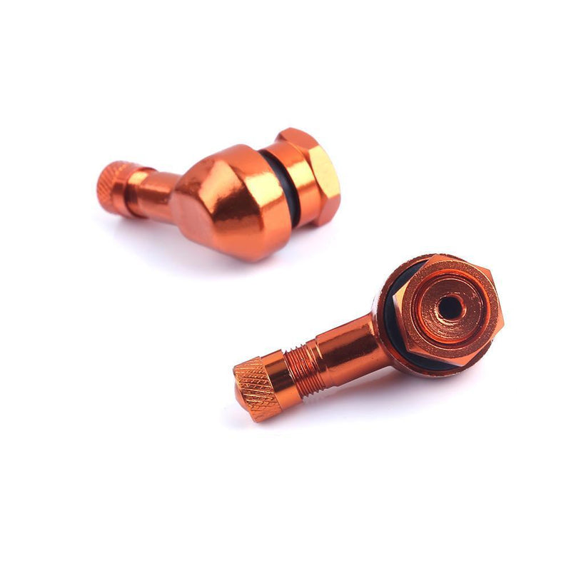 2pcs 90° CNC Aluminum Motorcycle 11.3mm Rim Tire Tyre Valve Stems(Orange)