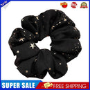 Chiffon Scrunchies Women Star Elastic Tie Hair Rope Ponytail Holder (Black)