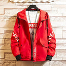 Zipper Drawstring Men Teenager Boy Long-Sleeves Hoodie Coat Letter Pocket Jacket