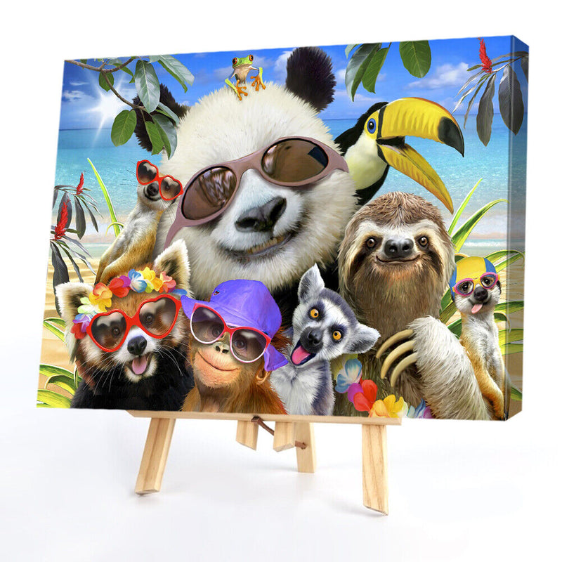 Panda Sloth Oil Painting By Numbers DIY Frameless Art Picture On Canvas Set