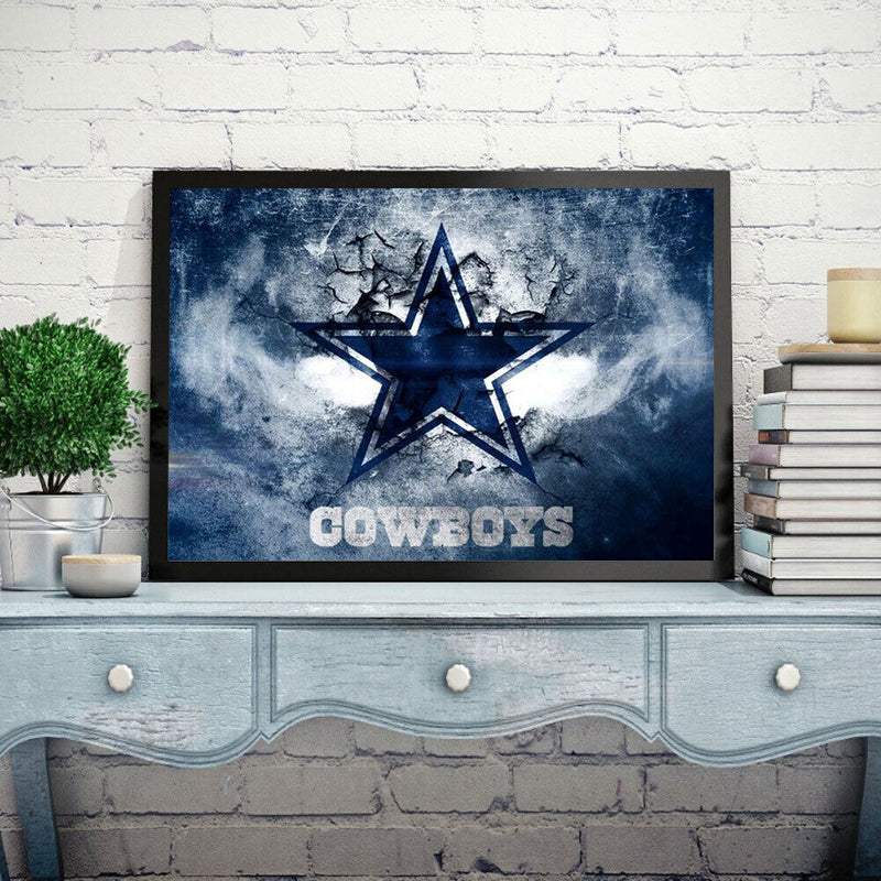 5D DIY Diamond Painting Kits Full Round Drill Cowboys Badge Mosaic Picture Craft