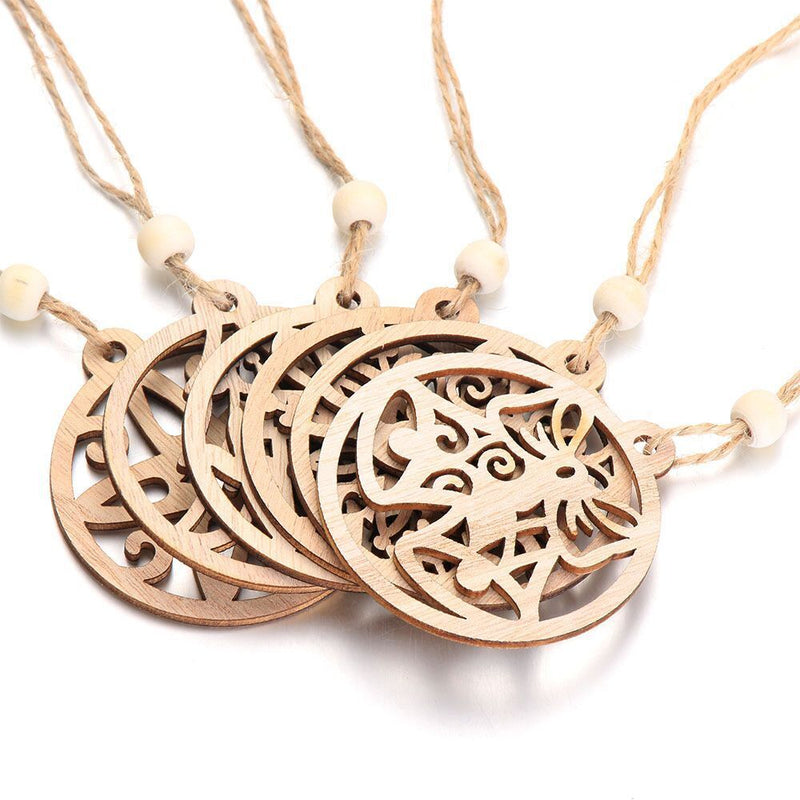 Wooden Pendants Christmas Decorations Xmas Tree Wood Chip Hanging Ornaments