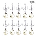 10pcs/Set Metal Barbed Fishing 3-Hooks with Rotating Sequin Fishing Accessori