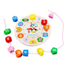 Cartoon Clock Animal Wooden Beaded Geometry Jigsaw Puzzle Smart Game Kids