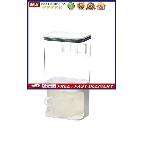 Wall Mounted Dry Food Dispenser Whole Grains Rice Bucket Large 1/2-Grid Storage