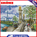 Full Embroidery Scene Printed Cross Stitch Cotton 2-Beach 14CT Needlework Kit