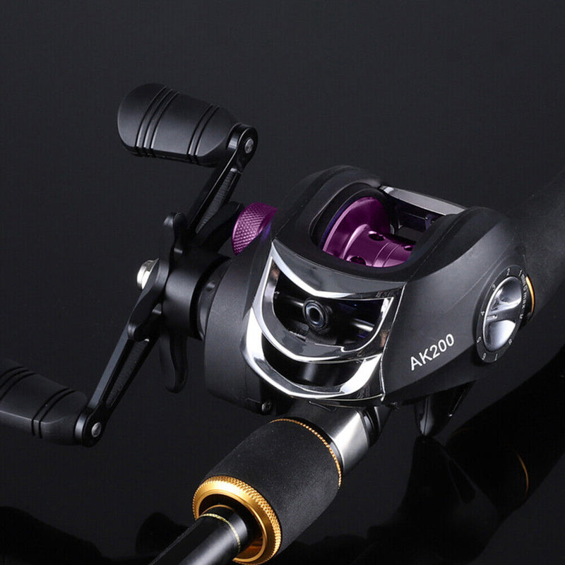 Bait Casting Reel Magnetic Brake 8kg Max Drag 7.2/1 Wheel (Purple Right) Newly