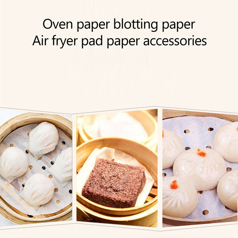 100pcs Circle Air Fryer Pad Kitchen Oven Oil Absorbing Steamer Paper (B)