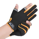 Fishing Gloves Anti-slip 2 Cut Finger Breathable Cycling Mitten (Orange) Newly