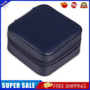 Portable Zipper Jewelry Case Travel Ring Holder Earrings Box (Dark Blue)