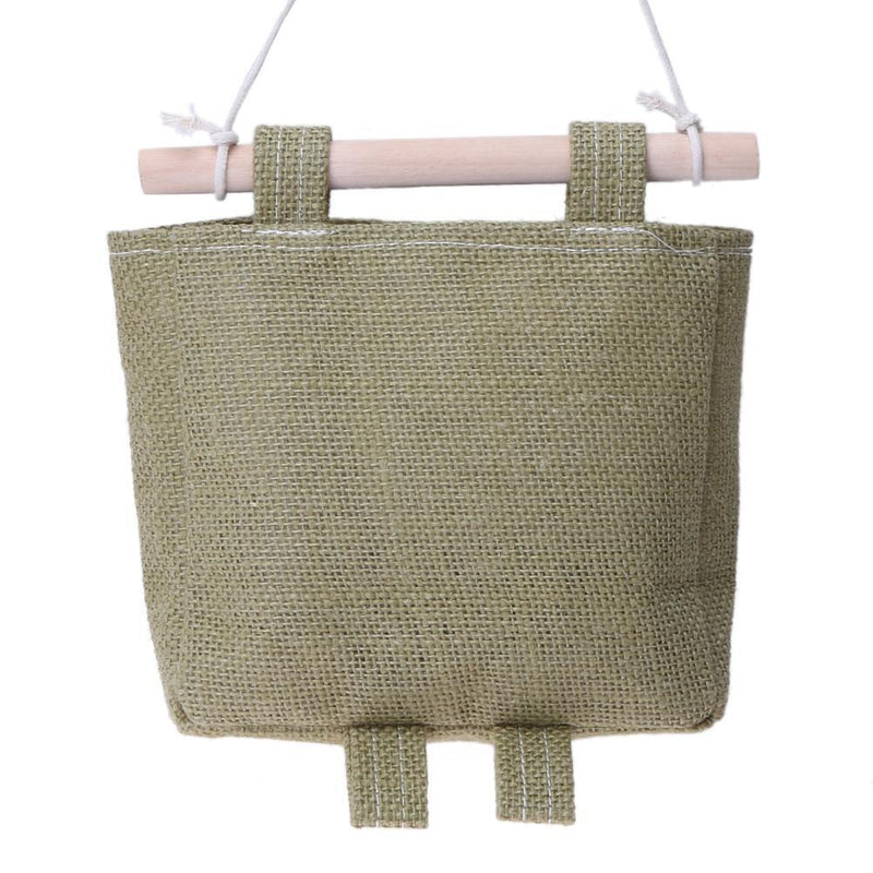 One Layer Pocket Canvas Storage Bag Back Door Wall Hanging Bag(Green)