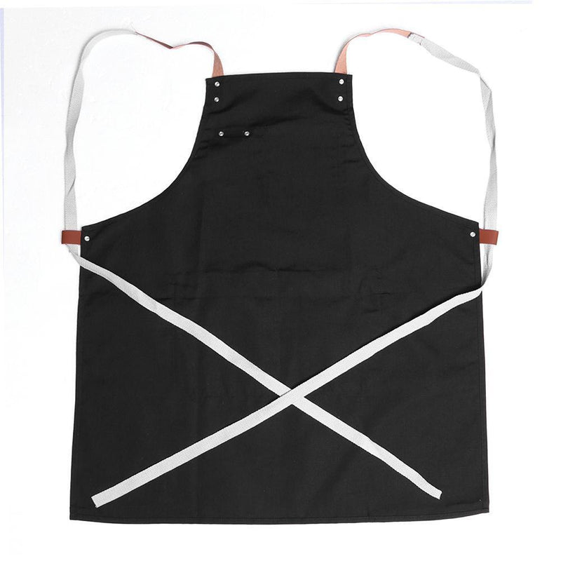 Men Women Canvas Apron Adjustable Home Kitchen Chef Cooking Pinafore with Poc